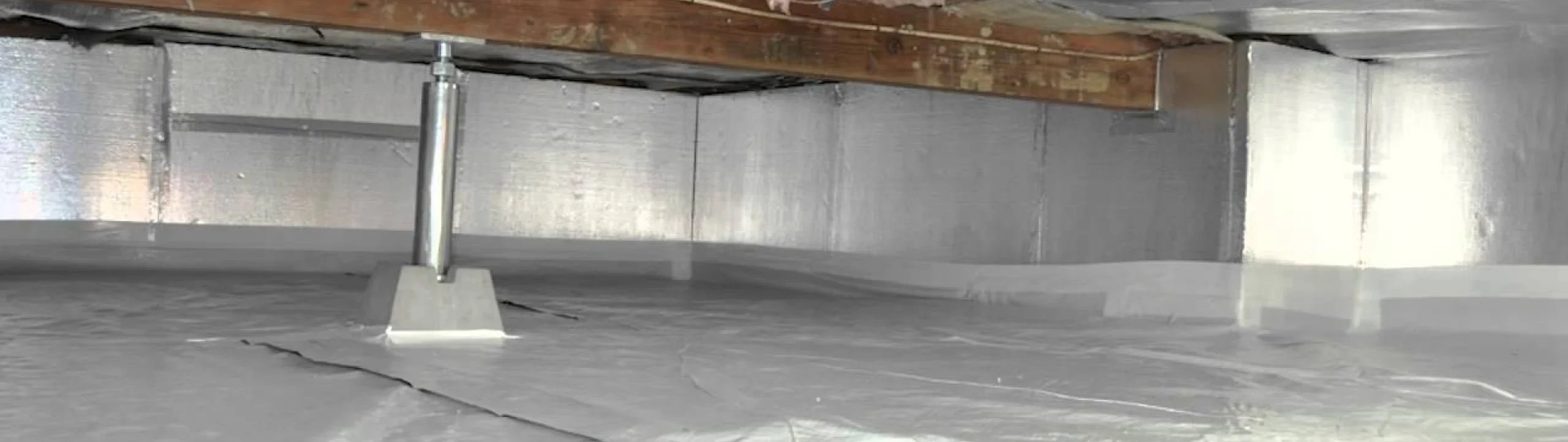 Adjustable support jack installed during crawl space repair in Fort Mill, NC