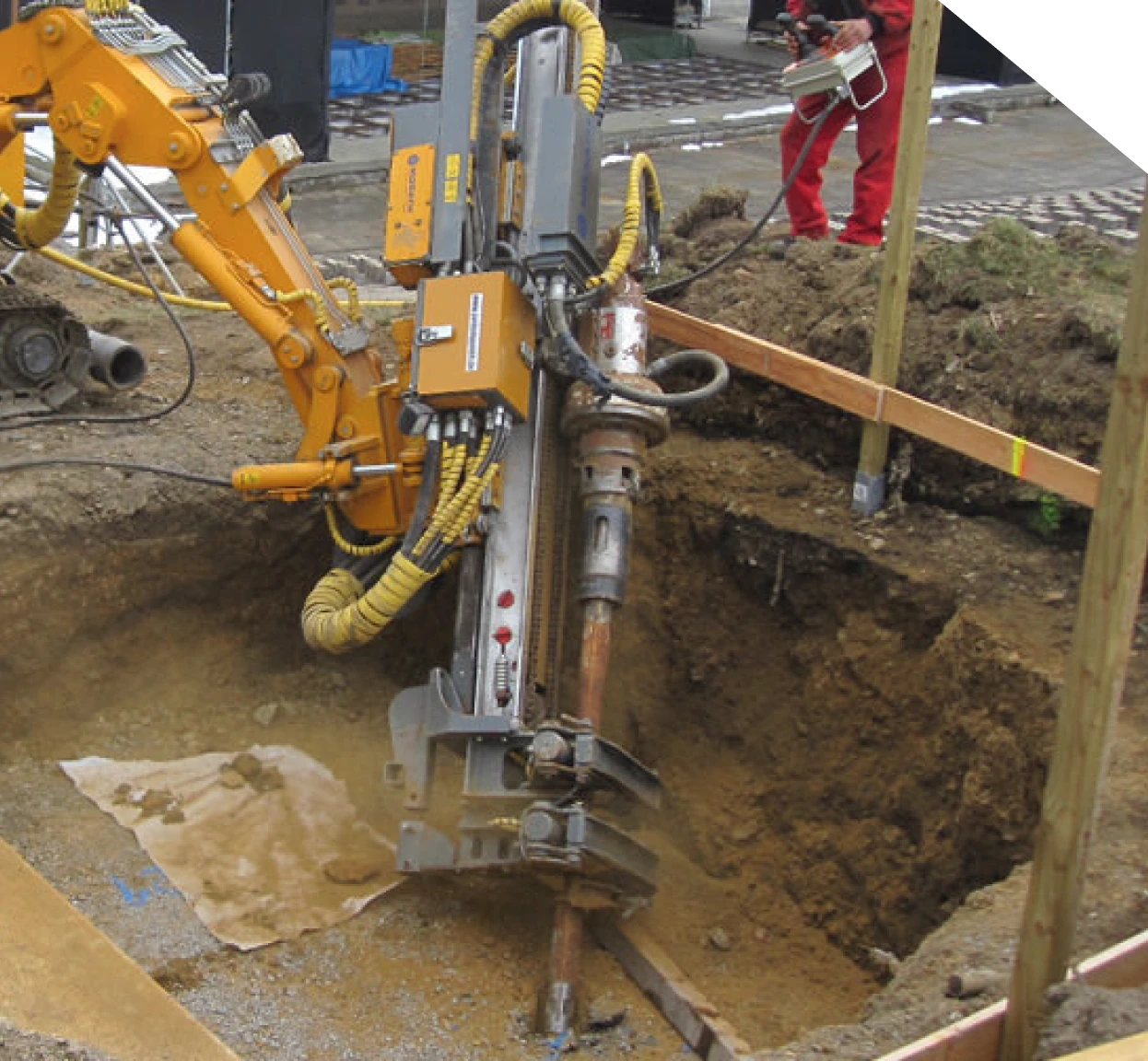 Hydraulic equipment installing a foundation pier in Fort Mill, SC