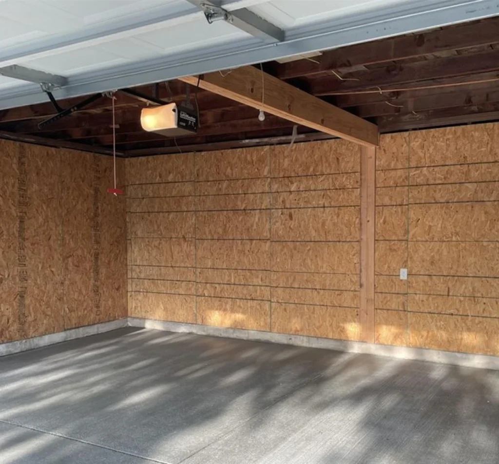 Garage wall panels installed during wall repair in Fort Mill, SC
