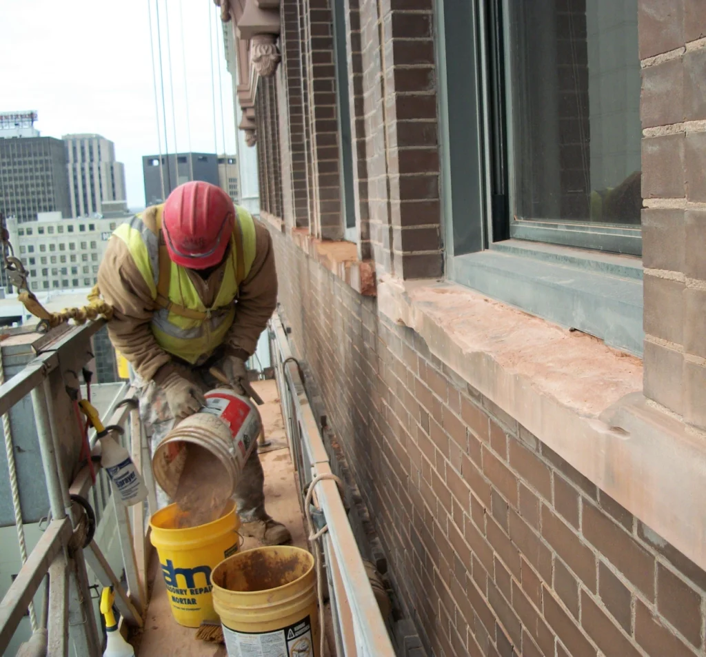 Masonry pier being repaired beneath a home in Fort Mill, SC