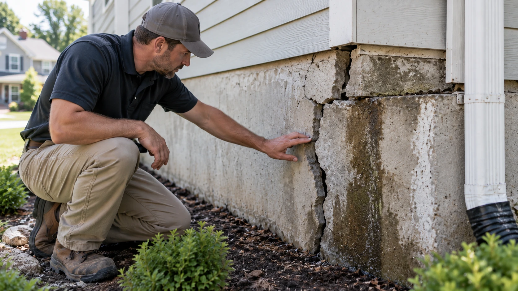 Basement foundation wall with horizontal cracking and structural inspection
